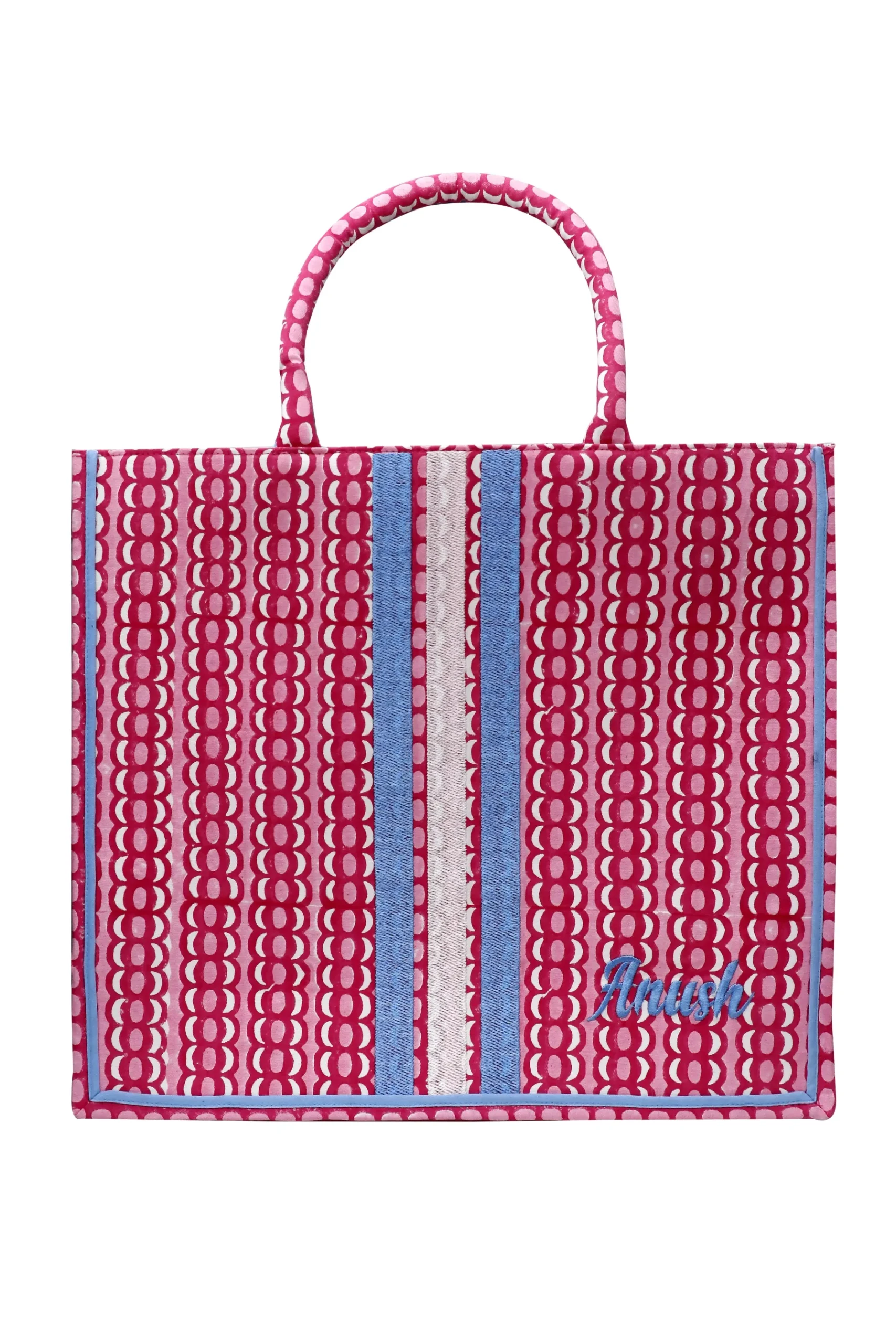 Sample ANUSH EMBROIDERY AND STRIPES Tote